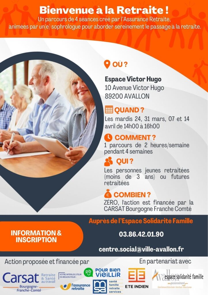 🟠🧓 Participez au programme « Bienvenue à la Retraite »